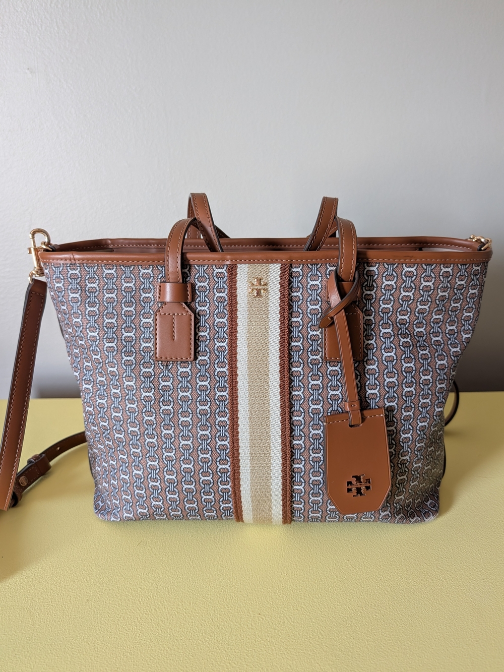 Tory Burch Gemini Link Small Canvas Top-Zip Tote Crossbody